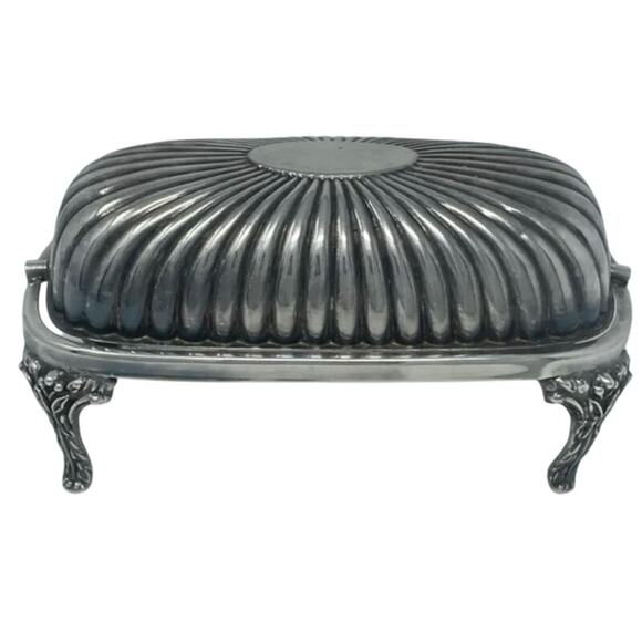 Sheffield England Silver Plate Footed Butter Dish Sheffield Butter Dish - Picture 2 of 5